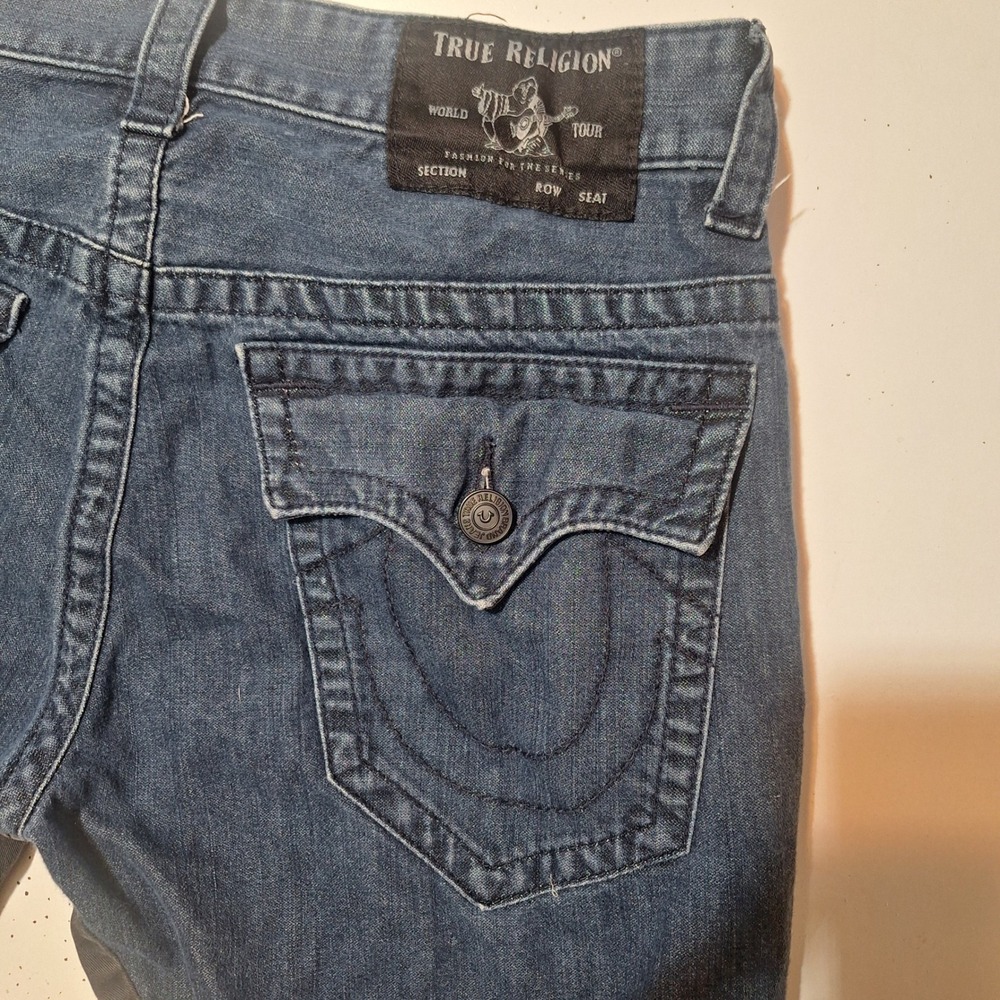 True Religion Ricky Flap Pocket Straight Leg Jeans Dark Wash Blue